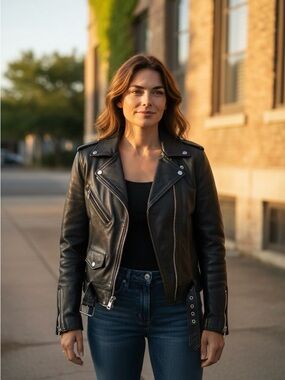 Vintage Excelled Genuine Leather  Motorcycle Jacket in Black with Quilted Lining